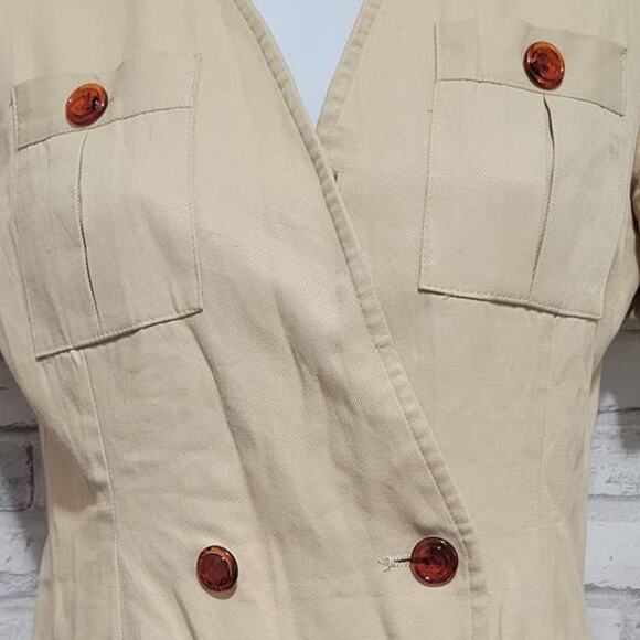 Vtg Petite Sophisticate Button Khaki Collared Dress Womens Size 2 - Picture 3 of 5